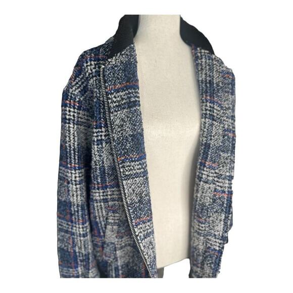Avec Les Filles - Woman's Plaid Tweed Bomber Jacket Size Medium - Picture 6 of 13